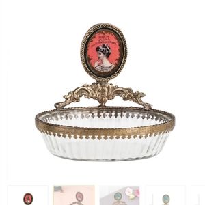 brass glass Victorian style soap/jewelry dish